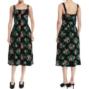 Novis Mumford Square Neck Sleeveless Fit and Flare Embroidered Velvet Dress 8